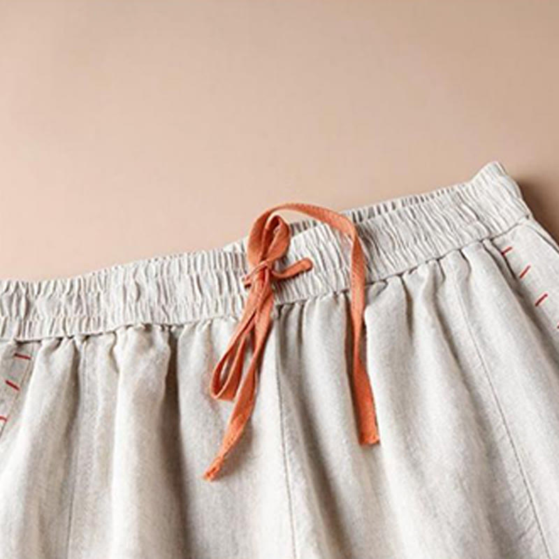 Buddha Stones Casual Slit Hem Women's 7-8 Length Wide Leg Pants With Pockets