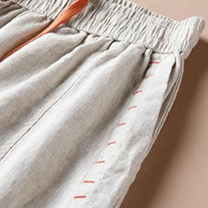 Buddha Stones Casual Slit Hem Women's 7-8 Length Wide Leg Pants With Pockets