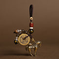 Buddha Stones Year Of The Horse Copper Brass Five-Emperor Coins Om Mani Padme Hum Protection Key Chain