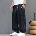 Buddha Stones Summer Drawstring Cloud Pattern Solid Elastic Waist Men's Harem Pants With Pockets