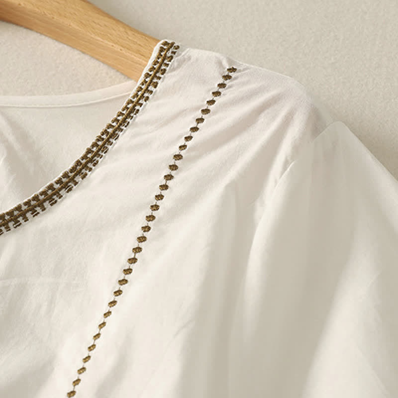 Buddha Stones Summer Boho Casual Button-up Solid Ruffle Bell Sleeve Women's Short Sleeve Shirts