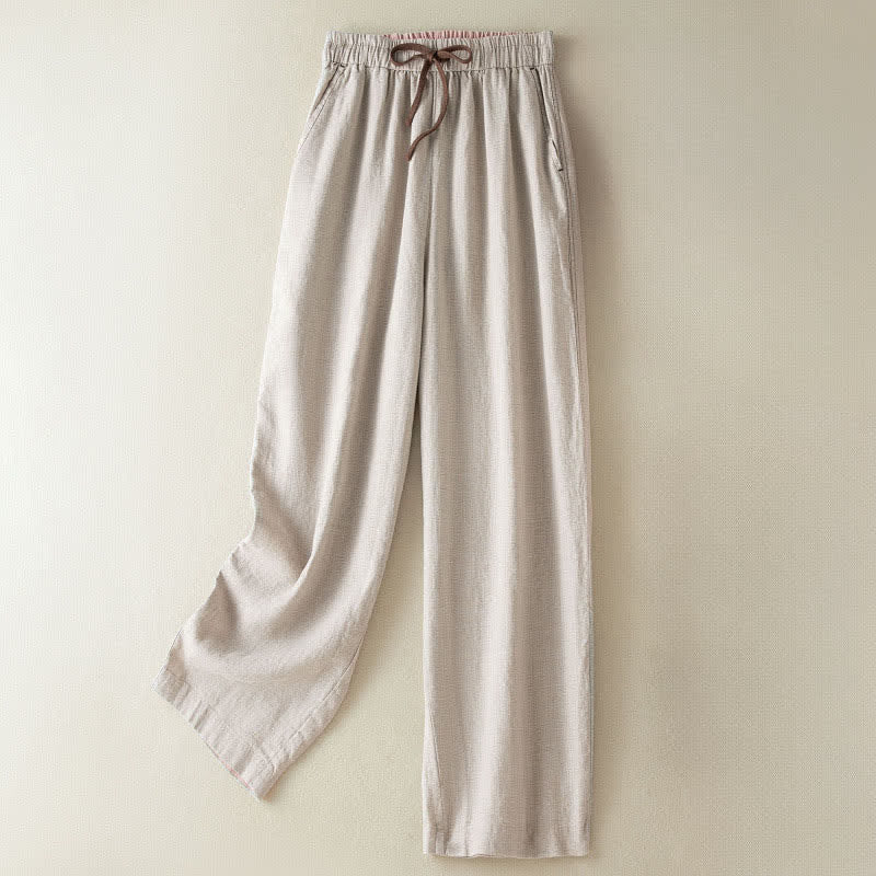 Buddha Stones Summer Casual Minimalist Drawstring Solid Ankle Pants Women's Harem Pants With Pocket