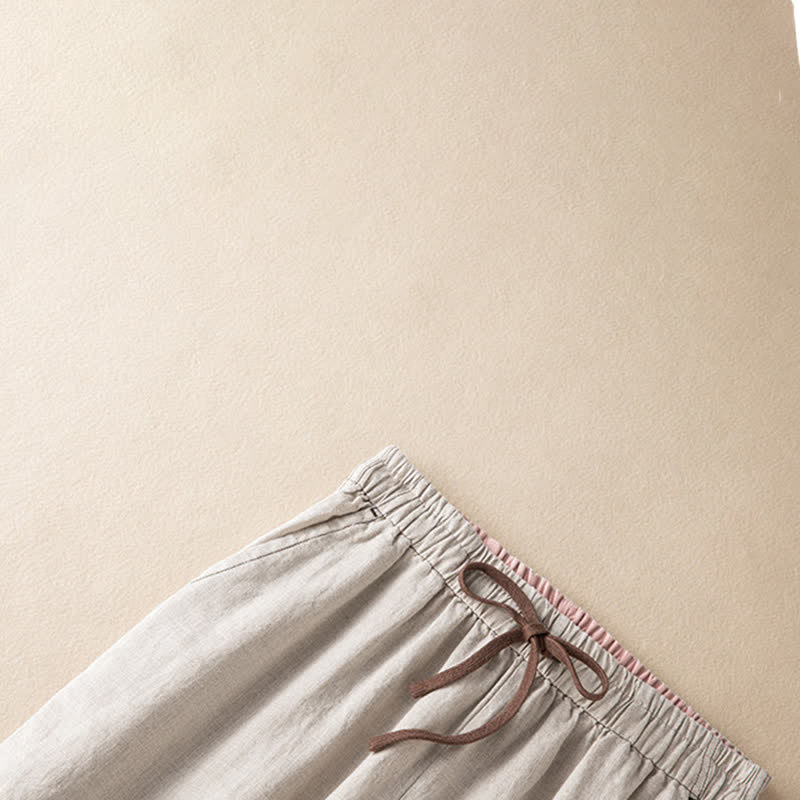 Buddha Stones Summer Casual Minimalist Drawstring Solid Ankle Pants Women's Harem Pants With Pocket