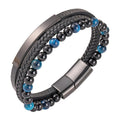 Buddha Stones Braided Leather Tiger Eye Strength Multi Layer Bracelet