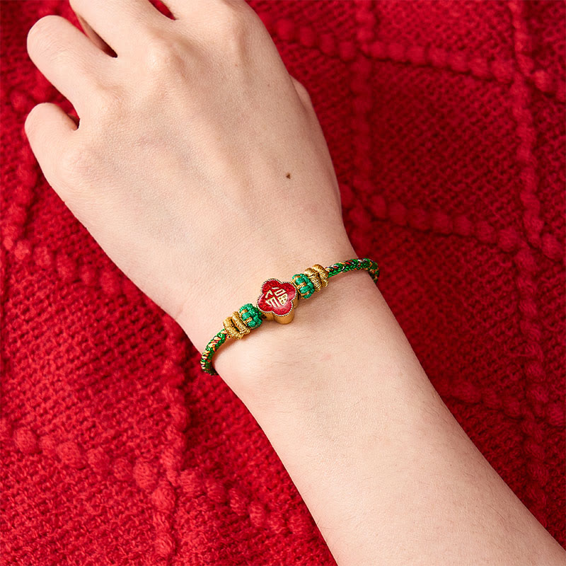 Buddha Stones Hand-Woven Koi Fish Fu Character Success Rope Bracelet