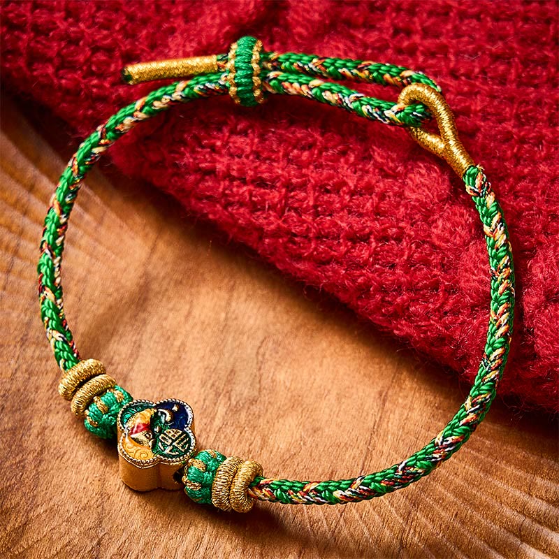 Buddha Stones Hand-Woven Koi Fish Fu Character Success Rope Bracelet