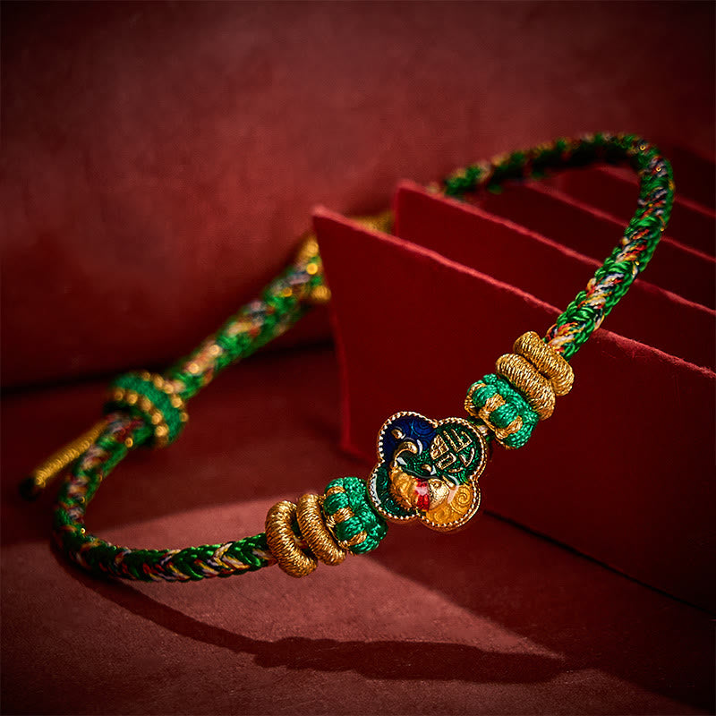 Buddha Stones Hand-Woven Koi Fish Fu Character Success Rope Bracelet