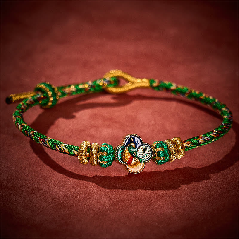 Buddha Stones Hand-Woven Koi Fish Fu Character Success Rope Bracelet