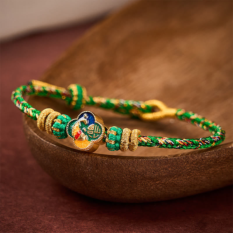 Buddha Stones Hand-Woven Koi Fish Fu Character Success Rope Bracelet