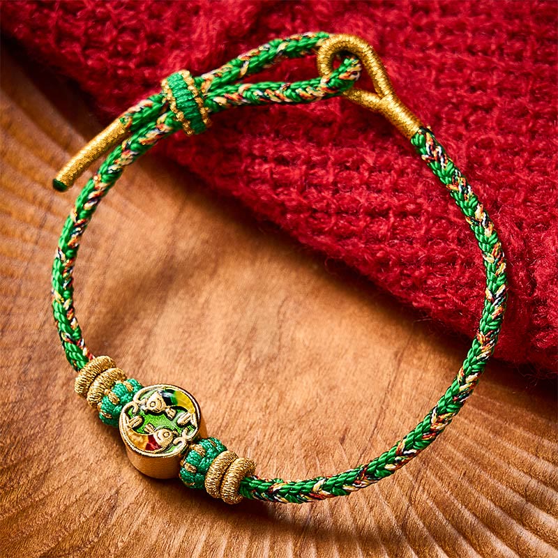 Buddha Stones Hand-Woven String Double Koi Fish Protection Rope Bracelet