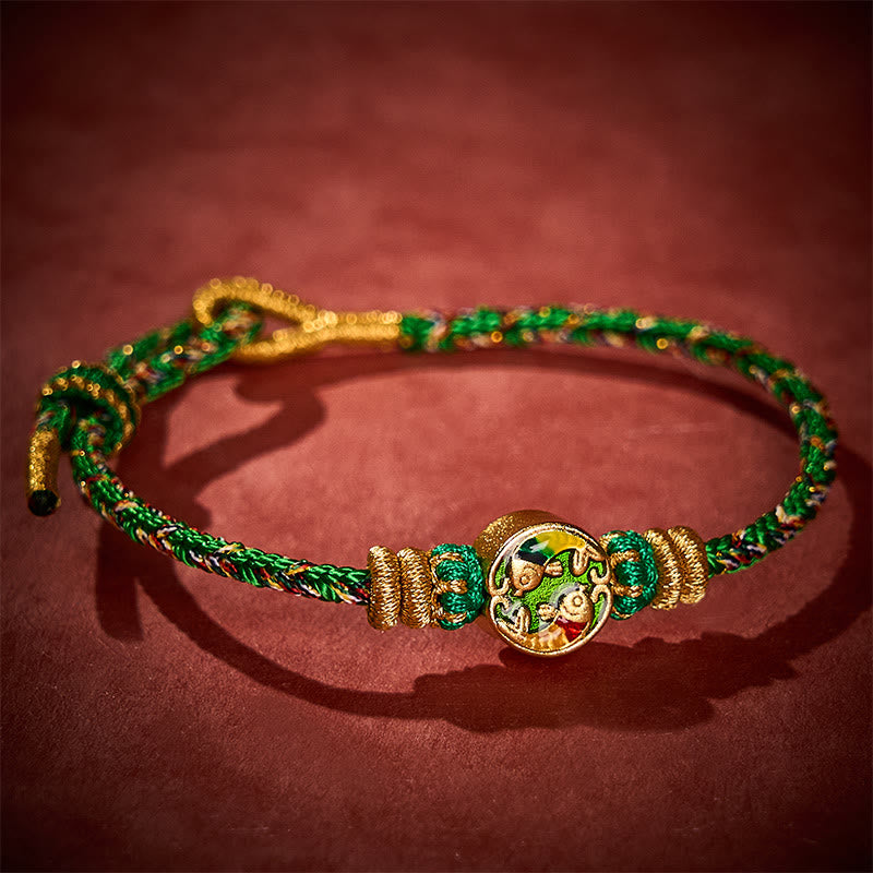Buddha Stones Hand-Woven String Double Koi Fish Protection Rope Bracelet