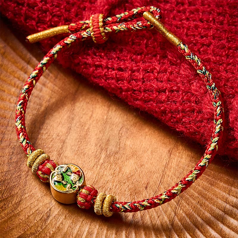 Buddha Stones Hand-Woven String Double Koi Fish Protection Rope Bracelet