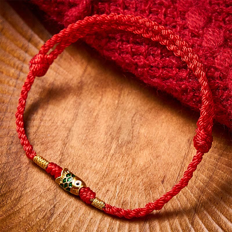 Buddha Stones Hand-Woven Koi Fish Success Rope Bracelet