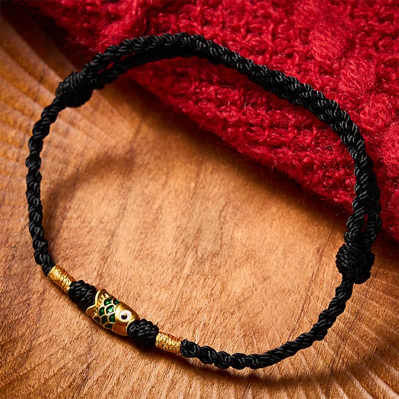 Buddha Stones Hand-Woven Koi Fish Success Rope Bracelet