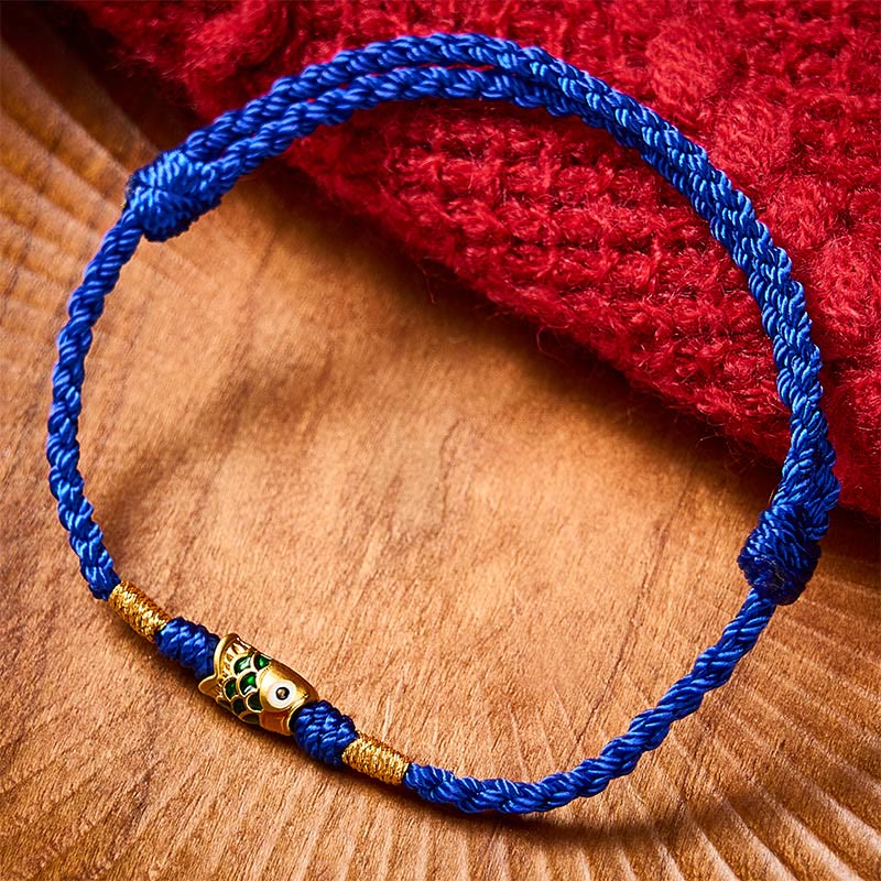 Buddha Stones Hand-Woven Koi Fish Success Rope Bracelet