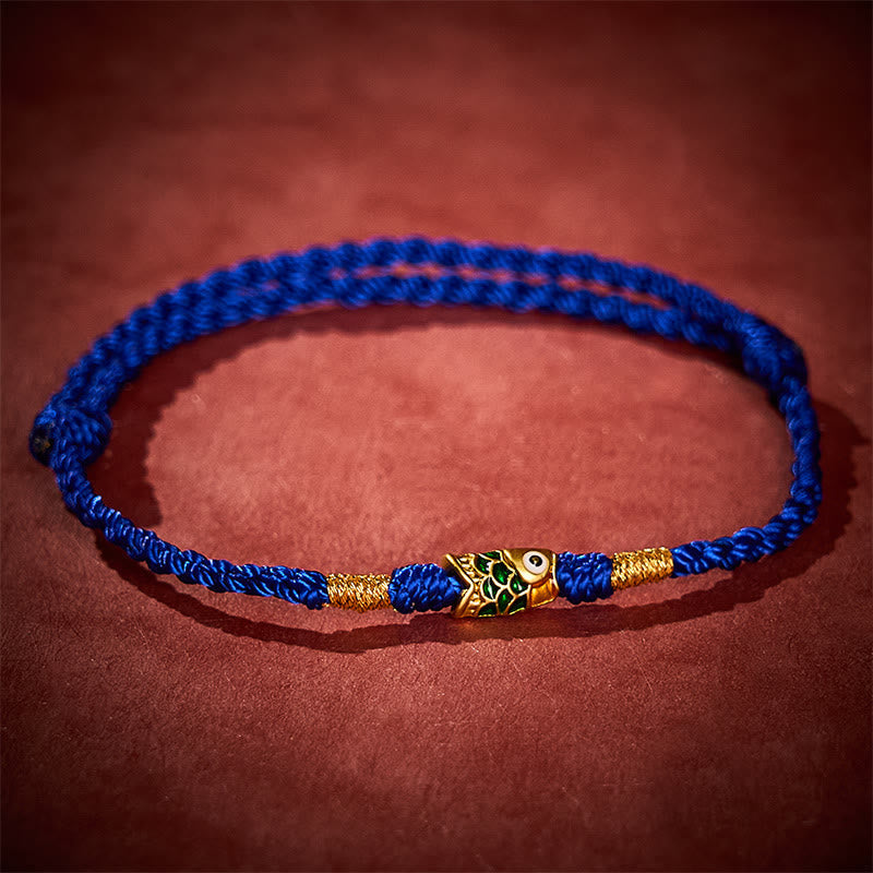 Buddha Stones Hand-Woven Koi Fish Success Rope Bracelet