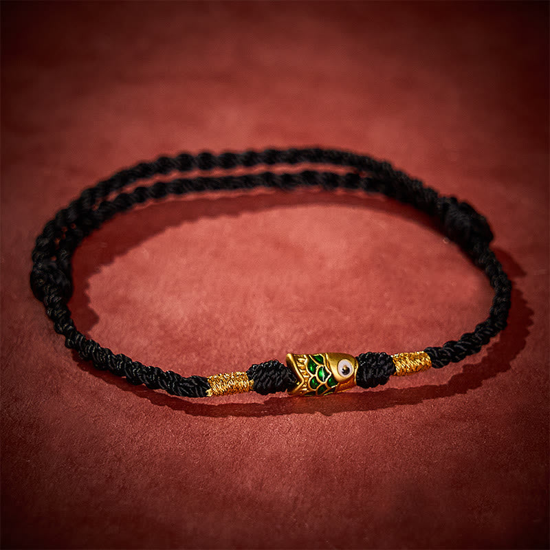 Buddha Stones Hand-Woven Koi Fish Success Rope Bracelet
