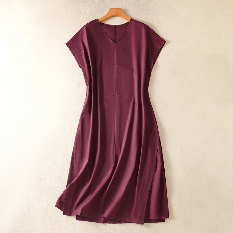 Buddha Stones Summer Elegant Minimalist Solid Women's Summer Sleeveless Dress With Pocket