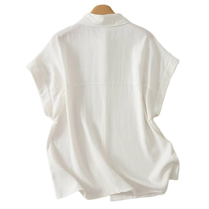 Buddha Stones Summer Casual Minimalist Button-Up Solid Women's Short Sleeve Shirts