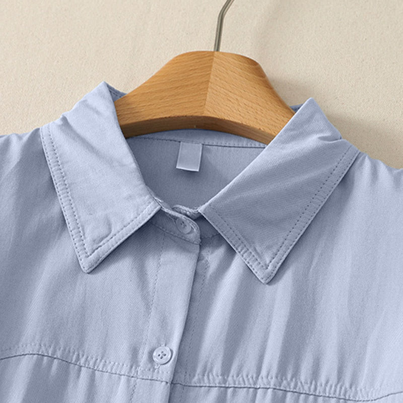 Buddha Stones Summer Casual Minimalist Button-Up Solid Women's Short Sleeve Shirts