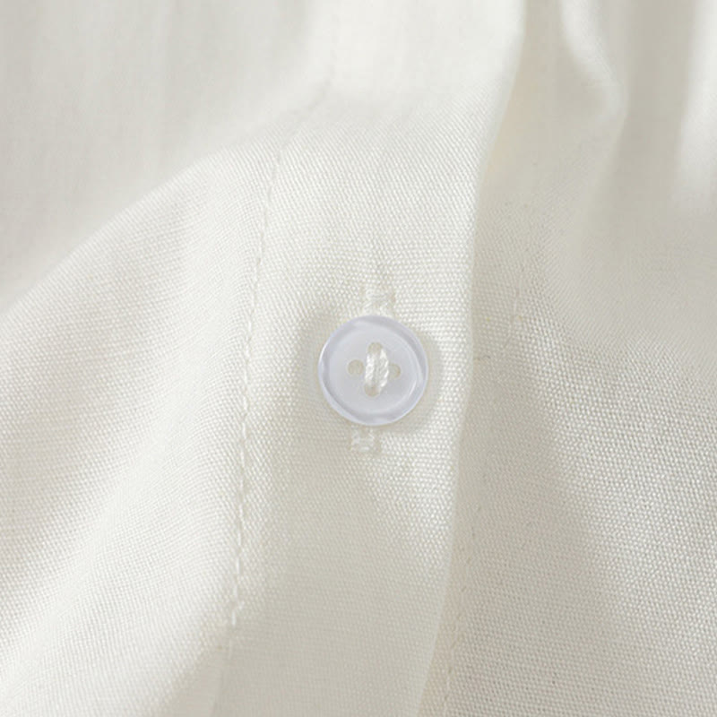 Buddha Stones Summer Casual Minimalist Button-Up Solid Women's Short Sleeve Shirts