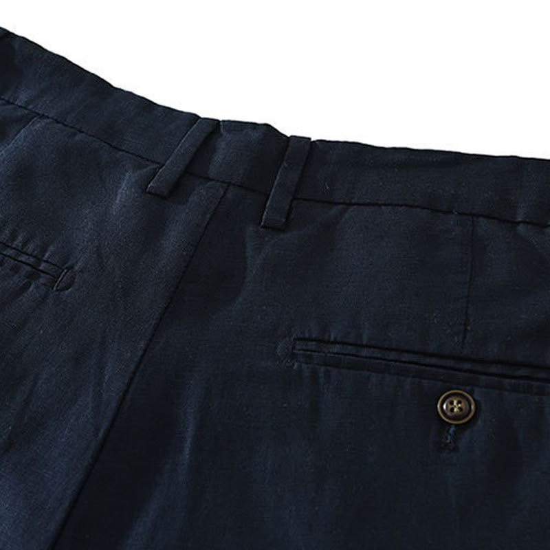Buddha Stones Summer Casual Minimalist Wide Leg Solid Zipper Men's Shorts With Pocket