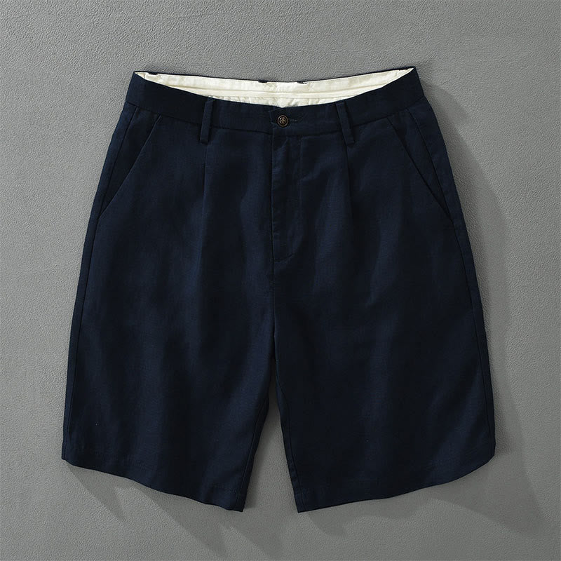 Buddha Stones Summer Casual Minimalist Wide Leg Solid Zipper Men's Shorts With Pocket