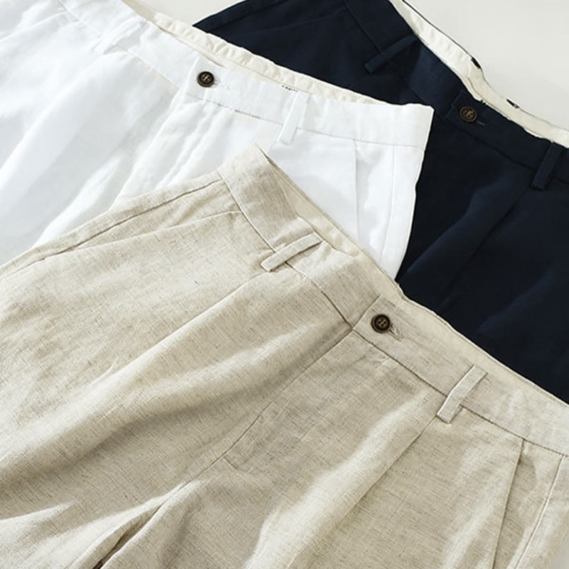 Buddha Stones Summer Casual Minimalist Wide Leg Solid Zipper Men's Shorts With Pocket