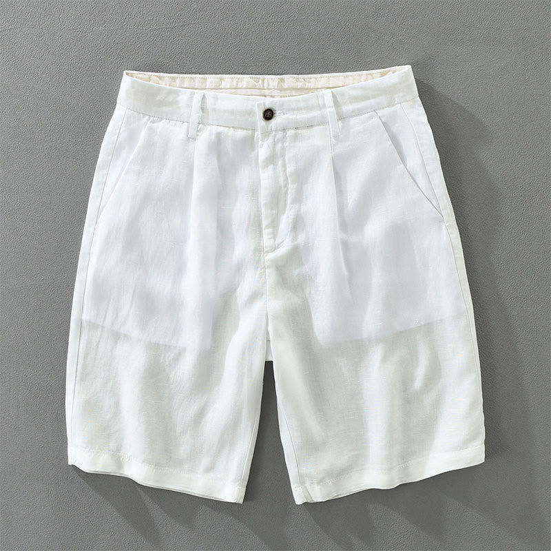 Buddha Stones Summer Casual Minimalist Wide Leg Solid Zipper Men's Shorts With Pocket