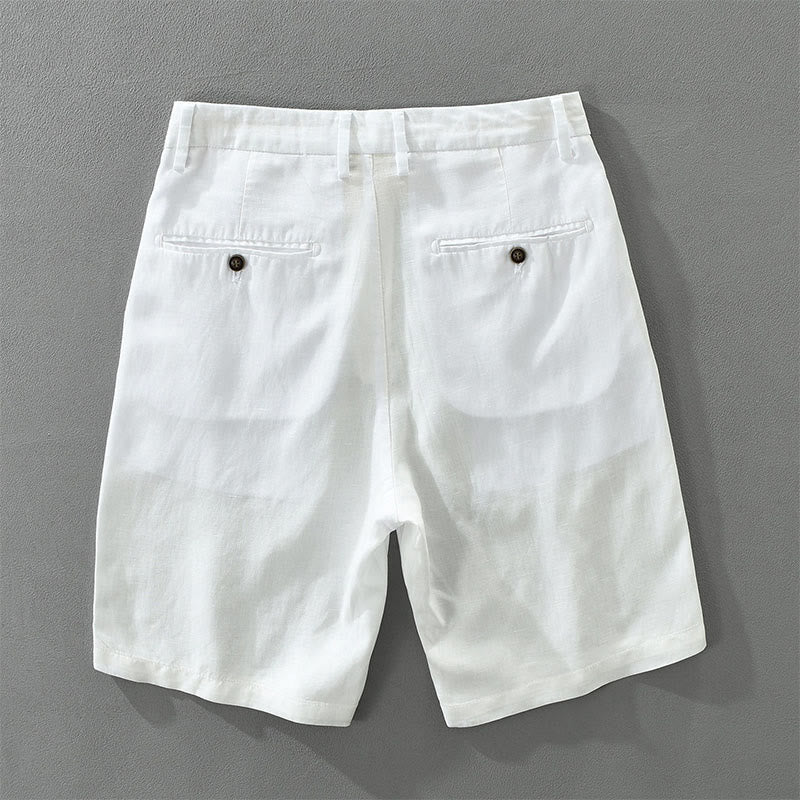 Buddha Stones Summer Casual Minimalist Wide Leg Solid Zipper Men's Shorts With Pocket