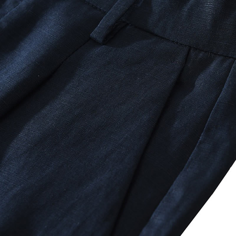 Buddha Stones Summer Casual Minimalist Wide Leg Solid Zipper Men's Shorts With Pocket