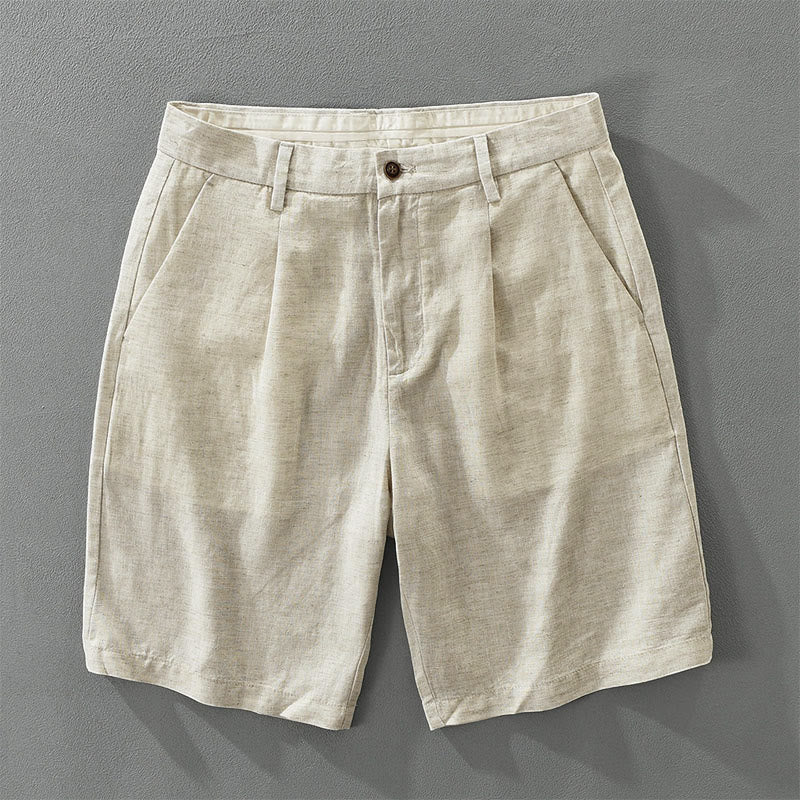 Buddha Stones Summer Casual Minimalist Wide Leg Solid Zipper Men's Shorts With Pocket