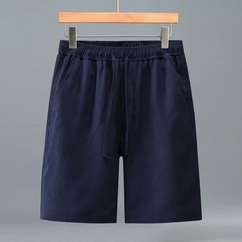 Buddha Stones Summer Casual Minimalist Drawstring Solid Men's Shorts With Pocket