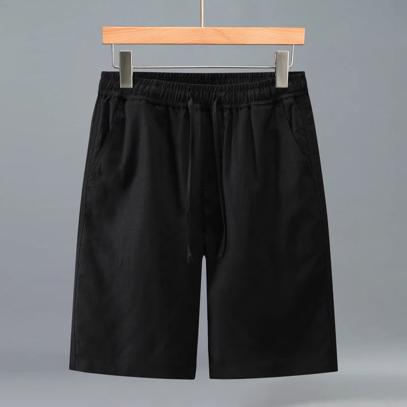 Buddha Stones Summer Casual Minimalist Drawstring Solid Men's Shorts With Pocket