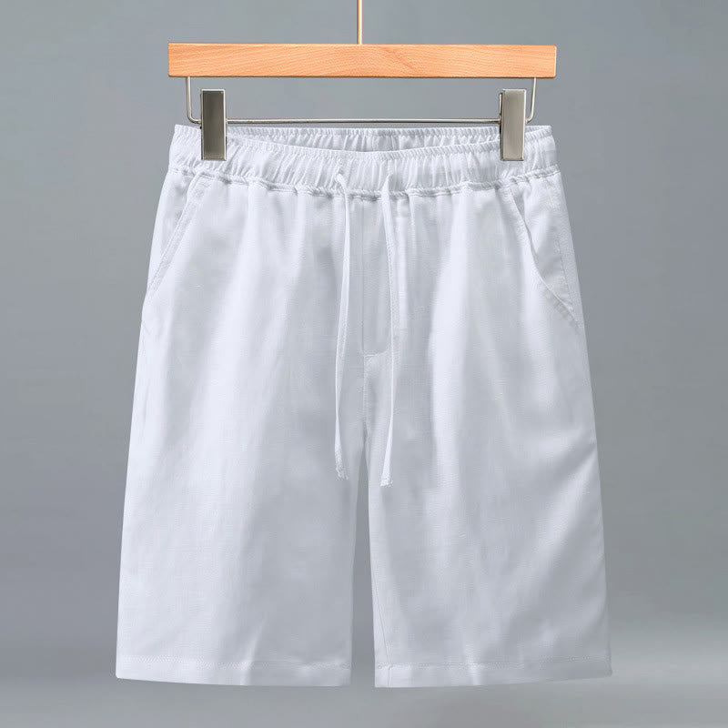 Buddha Stones Summer Casual Minimalist Drawstring Solid Men's Shorts With Pocket