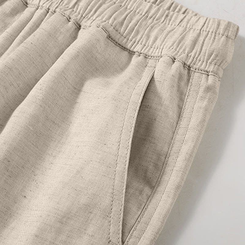Buddha Stones Summer Casual Minimalist Drawstring Solid Men's Shorts With Pocket