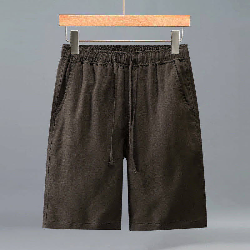 Buddha Stones Summer Casual Minimalist Drawstring Solid Men's Shorts With Pocket