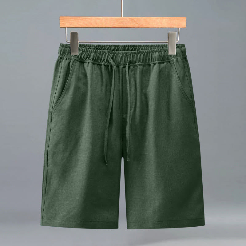 Buddha Stones Summer Casual Minimalist Drawstring Solid Men's Shorts With Pocket
