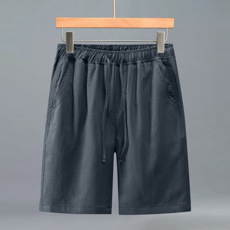 Buddha Stones Summer Casual Minimalist Drawstring Solid Men's Shorts With Pocket