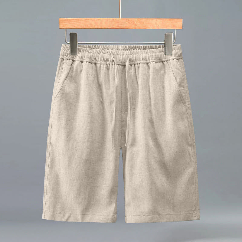 Buddha Stones Summer Casual Minimalist Drawstring Solid Men's Shorts With Pocket
