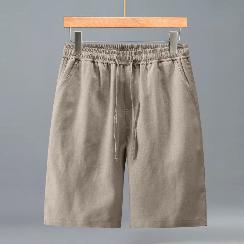 Buddha Stones Summer Casual Minimalist Drawstring Solid Men's Shorts With Pocket