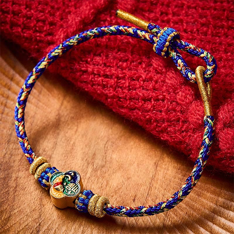 Buddha Stones Hand-Woven Koi Fish Fu Character Success Rope Bracelet