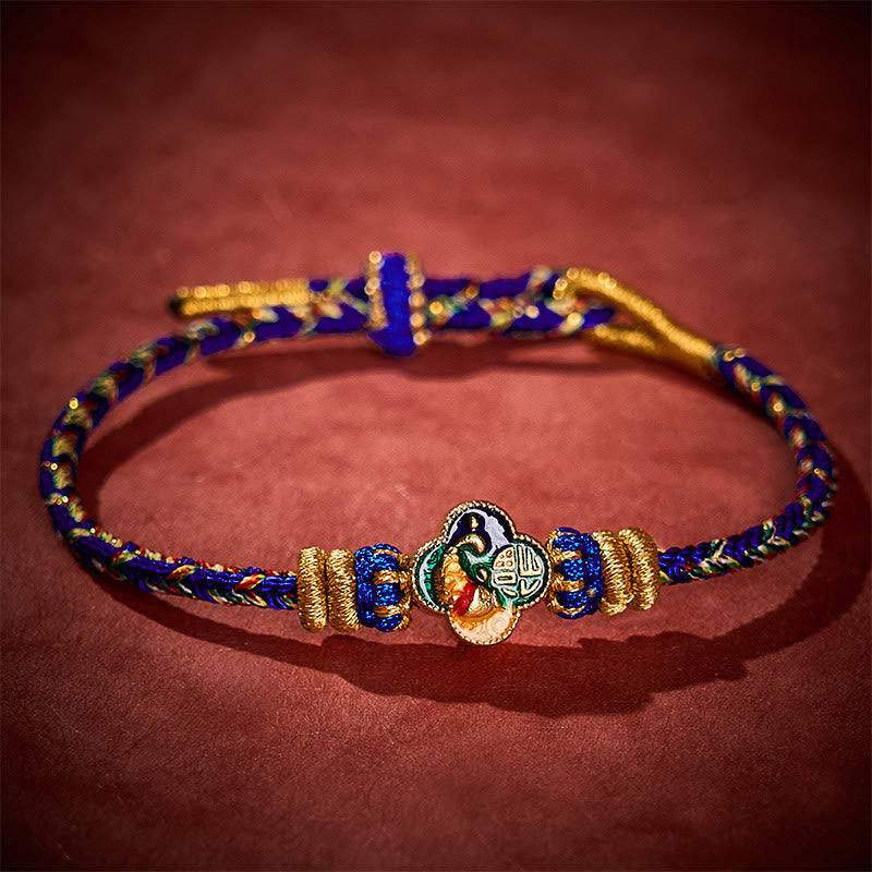 Buddha Stones Hand-Woven Koi Fish Fu Character Success Rope Bracelet