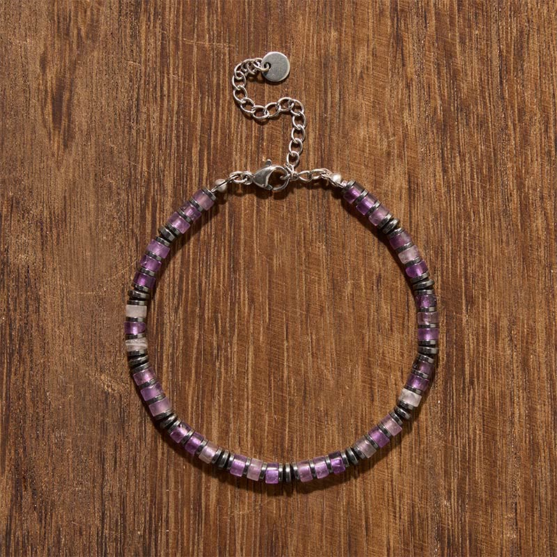 FREE Today: Positive and Self Care Natural Lapis Lazuli Amethyst Frosted Stone Bead Bracelet