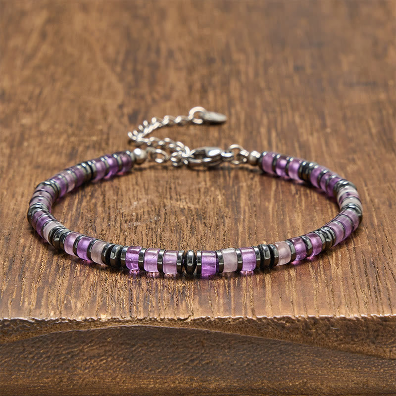 FREE Today: Positive and Self Care Natural Lapis Lazuli Amethyst Frosted Stone Bead Bracelet