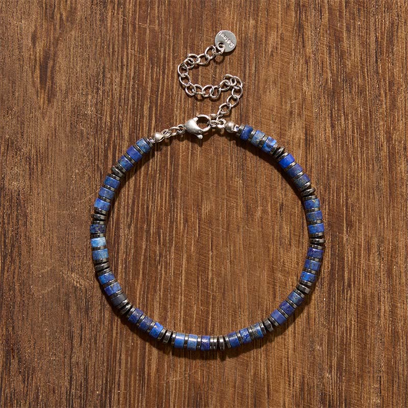 FREE Today: Positive and Self Care Natural Lapis Lazuli Amethyst Frosted Stone Bead Bracelet
