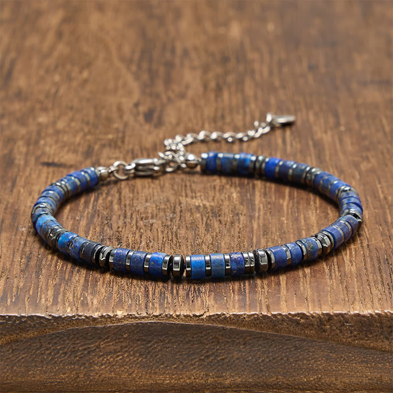 FREE Today: Positive and Self Care Natural Lapis Lazuli Amethyst Frosted Stone Bead Bracelet