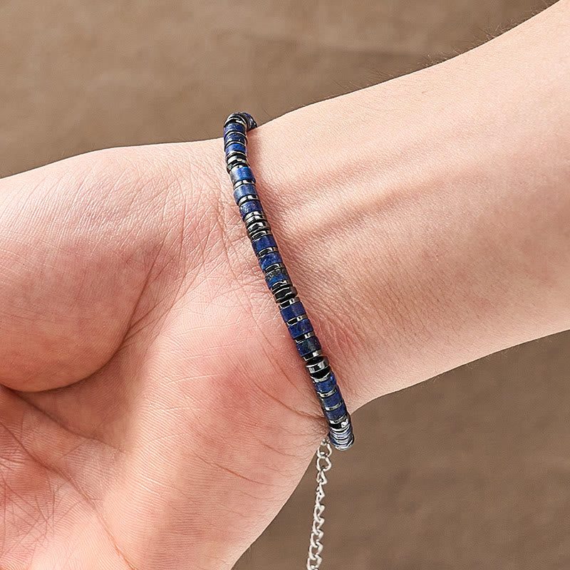 FREE Today: Positive and Self Care Natural Lapis Lazuli Amethyst Frosted Stone Bead Bracelet