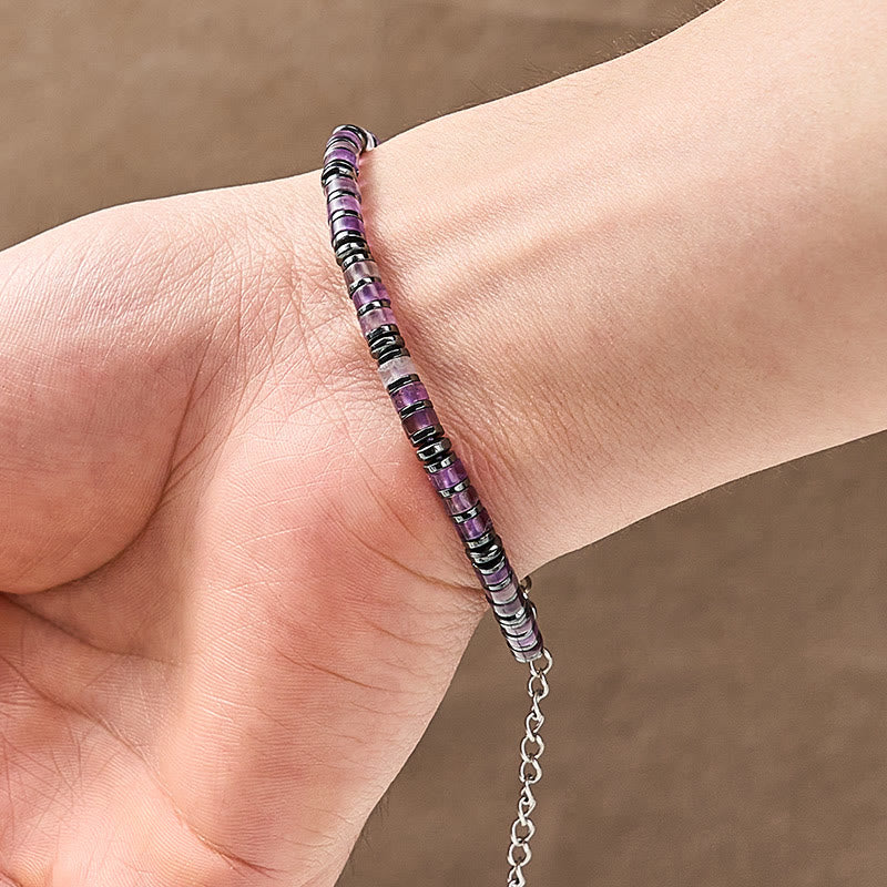 FREE Today: Positive and Self Care Natural Lapis Lazuli Amethyst Frosted Stone Bead Bracelet