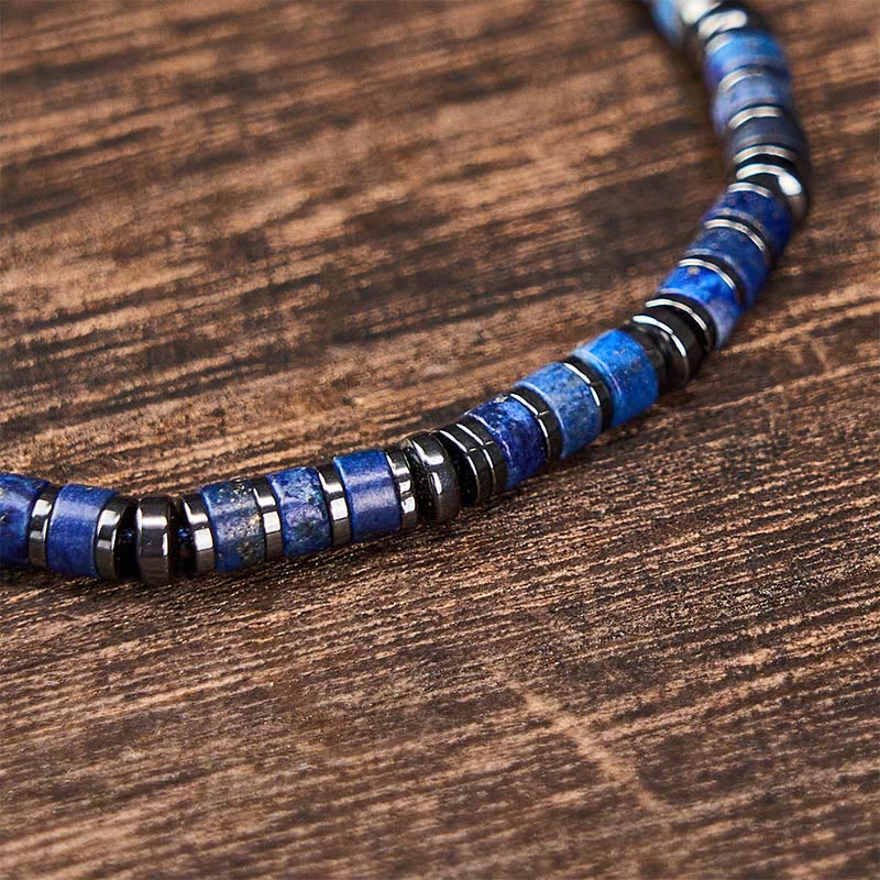 FREE Today: Positive and Self Care Natural Lapis Lazuli Amethyst Frosted Stone Bead Bracelet